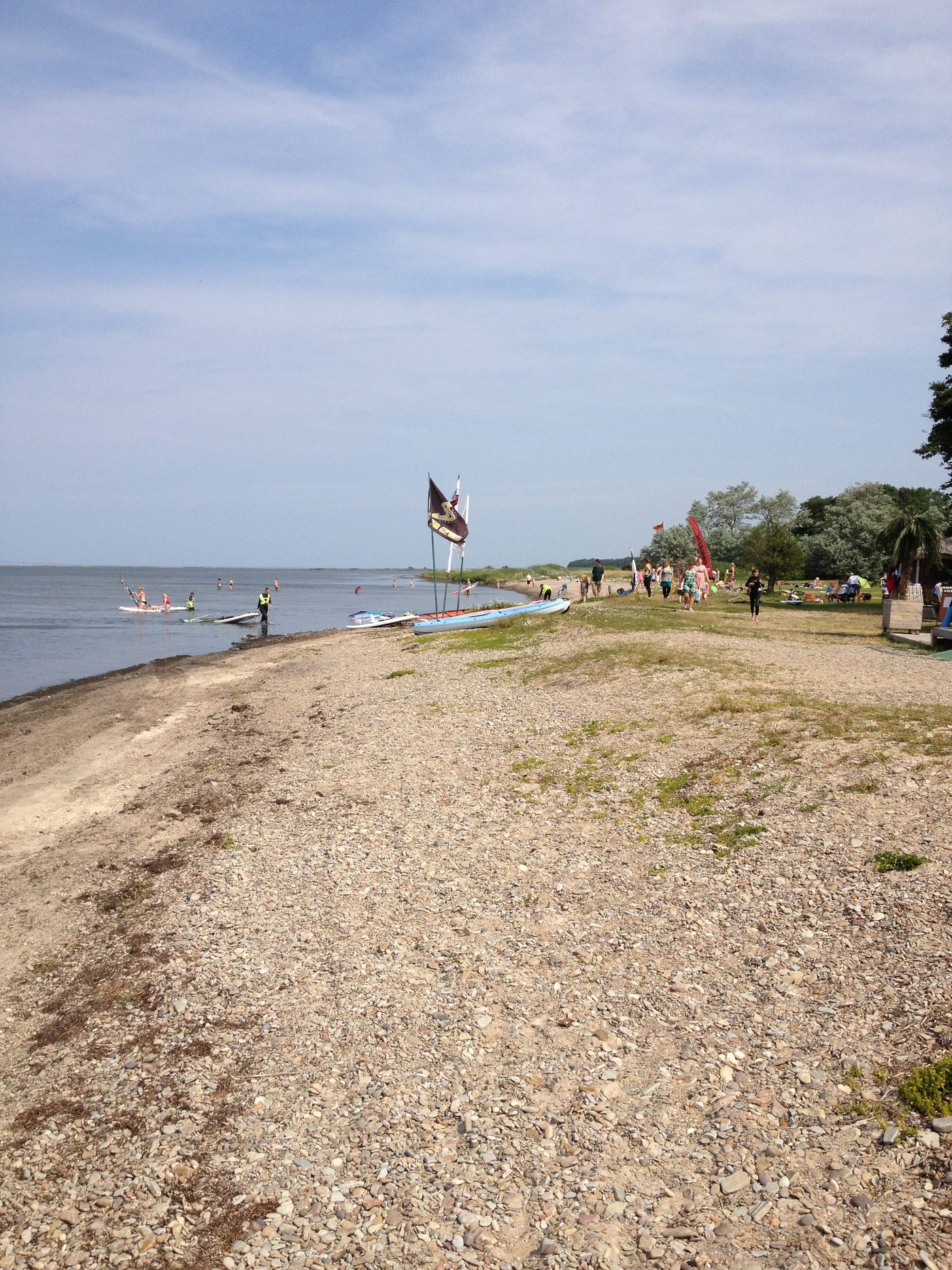 The quiet sandy shoreline near the cabin